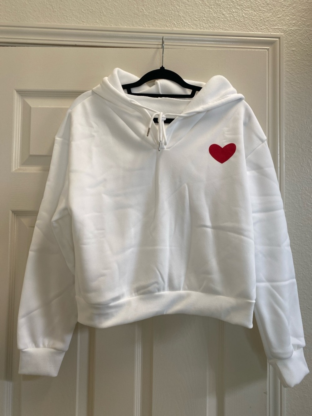White Heart-Accent Hoodie Sweatshirt - Women's